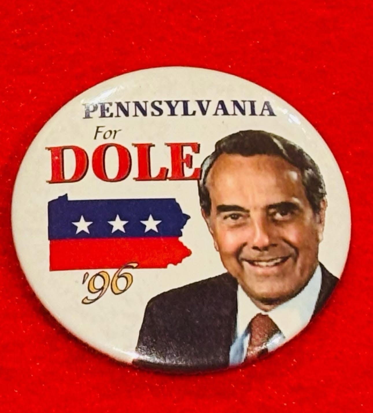 Pennsylvania for Bob Dole Presidential Campaign Pinback Button 1996