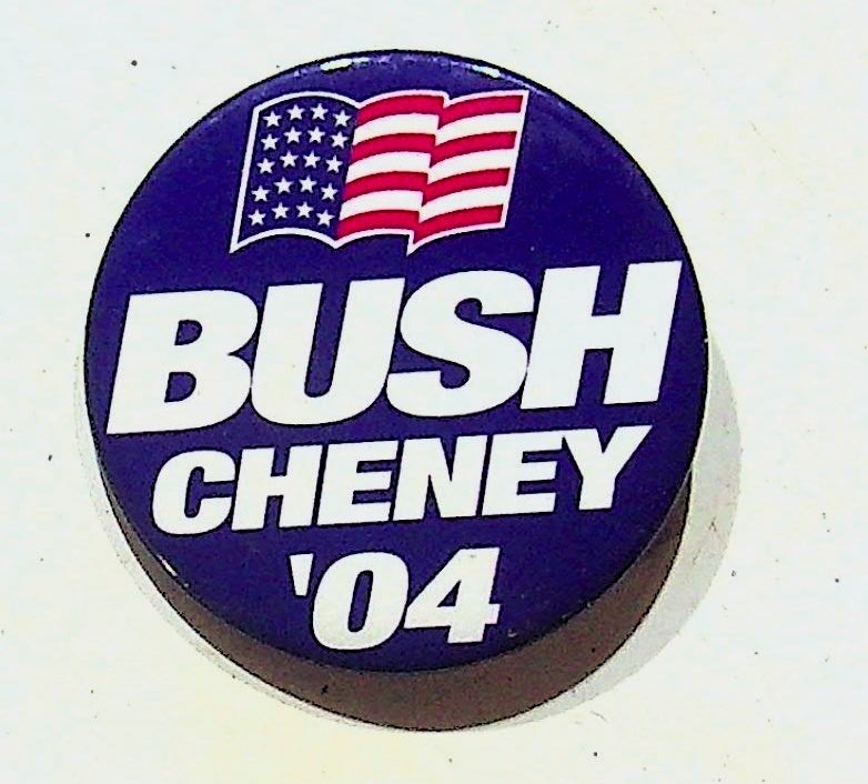 Vtg Bush Cheney 2004 Political Campaign Button Pin American Flag Design