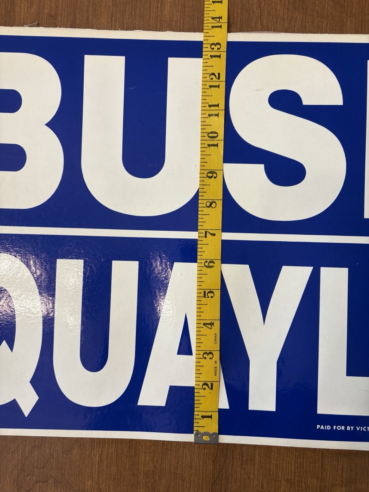 Vintage Bush/Quayle 1988 Campaign Sign 22”x13.5” Blue/White
