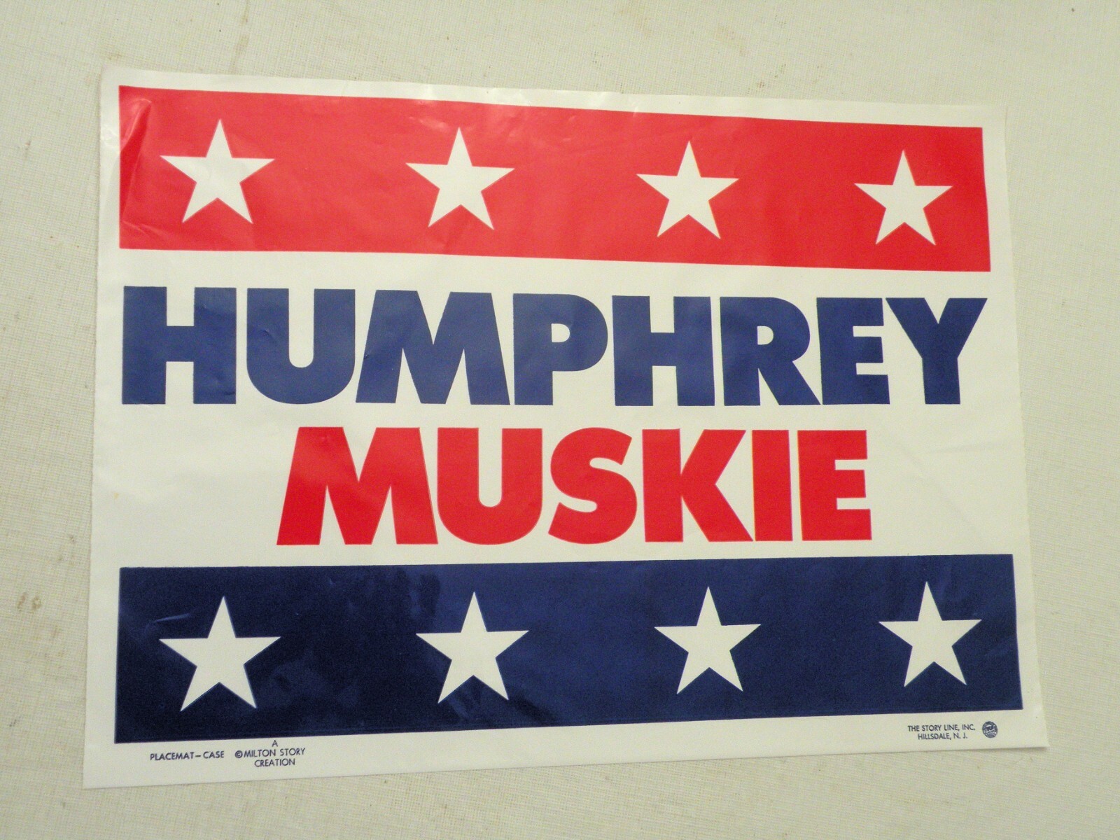 1968 Humphrey-Muskie “Placemat-Case” Plastic Campaign Item – 14.5″ by 10.5″, RAR