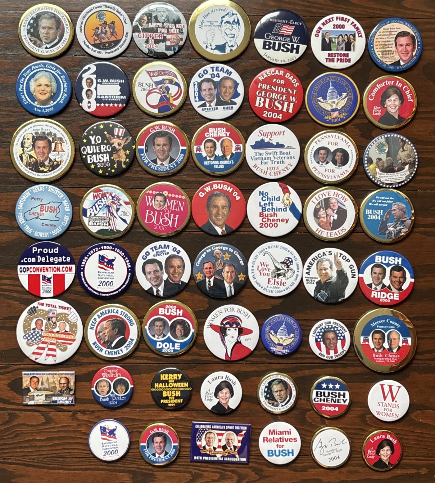 55 Different George W. Bush for President Inaugural Buttons Dealer Lot 2000-2004