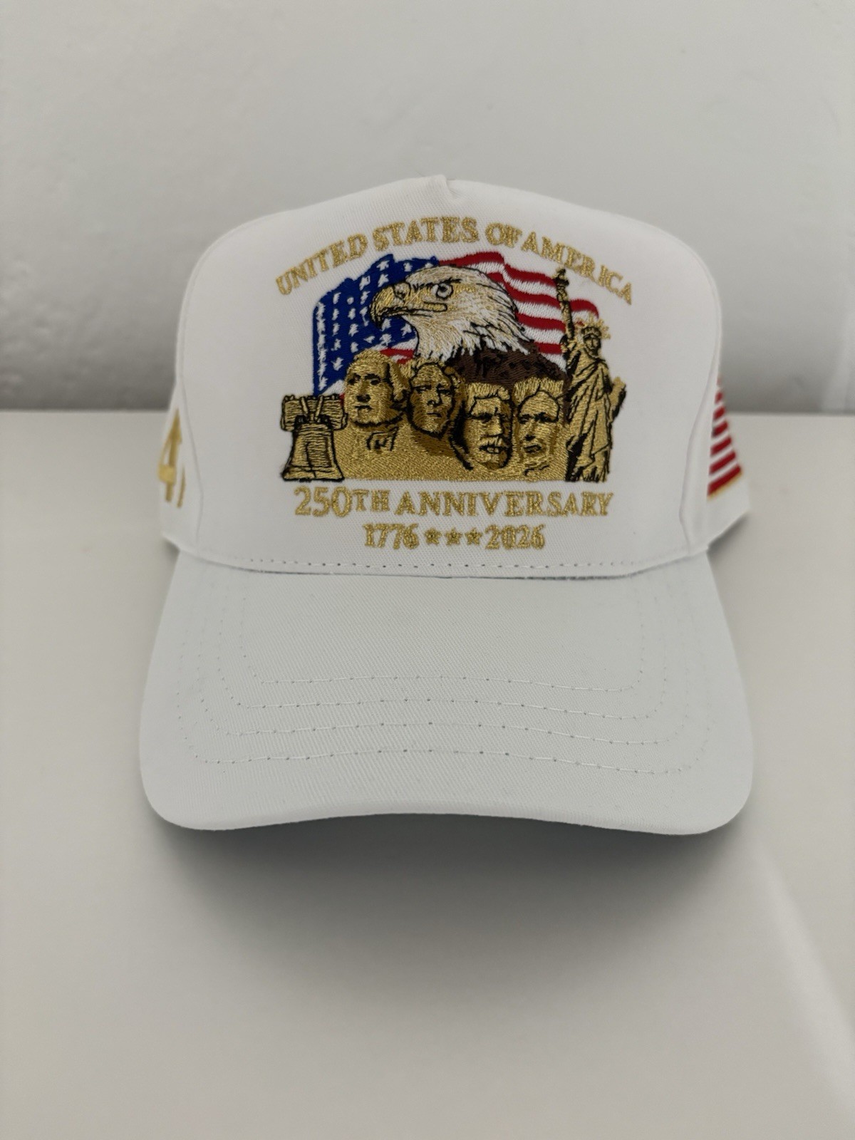 New Release Donald Trump WHITE Cap HAT Cali Fame 45-47 250th Anniversary