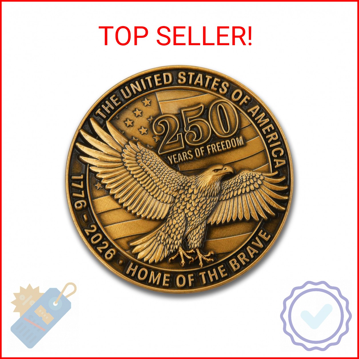USA 250th Anniversary Commemorative Zinc Alloy Coin – United States of America L