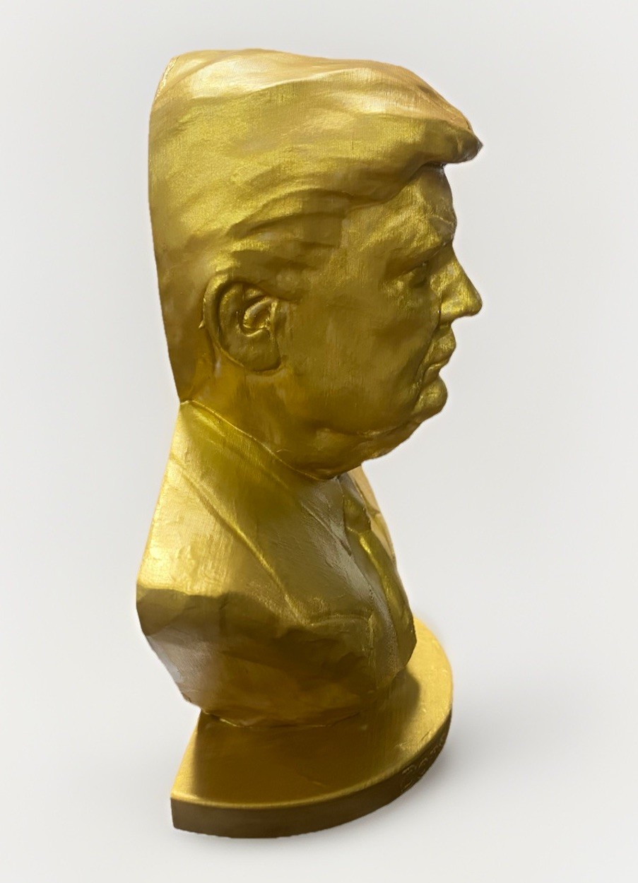 President Donald J Trump 3D Printed Bust Statue. 6” Tall. Gold. MAGA! SHIPS FREE