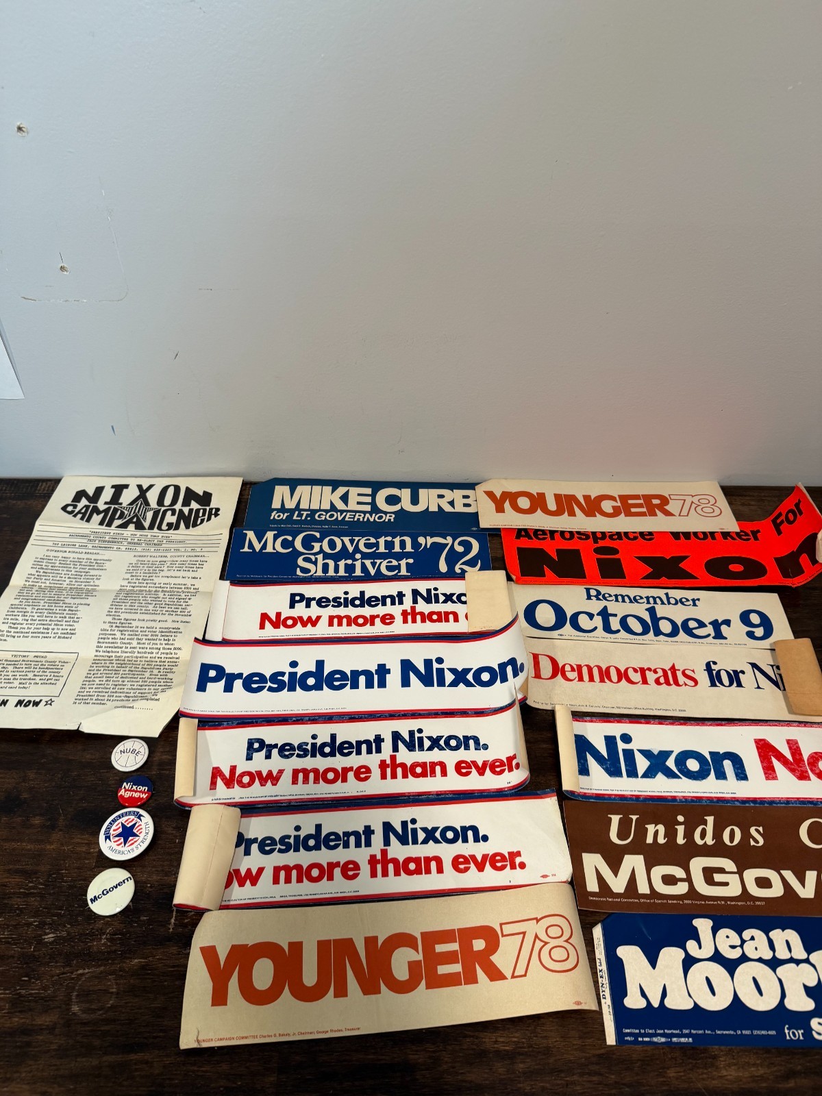 President Nixon & Other Original Bumper Stickers Pins & Advertisement