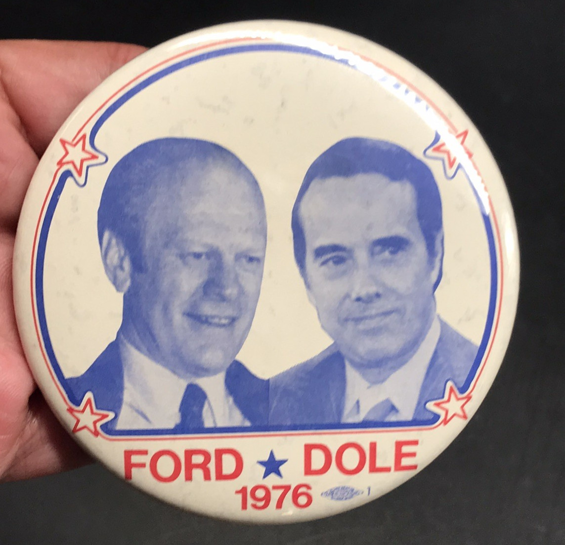 VTG 1976 Gerald Ford & Bob Dole Presidential Campaign Pin 3.5″ Diameter