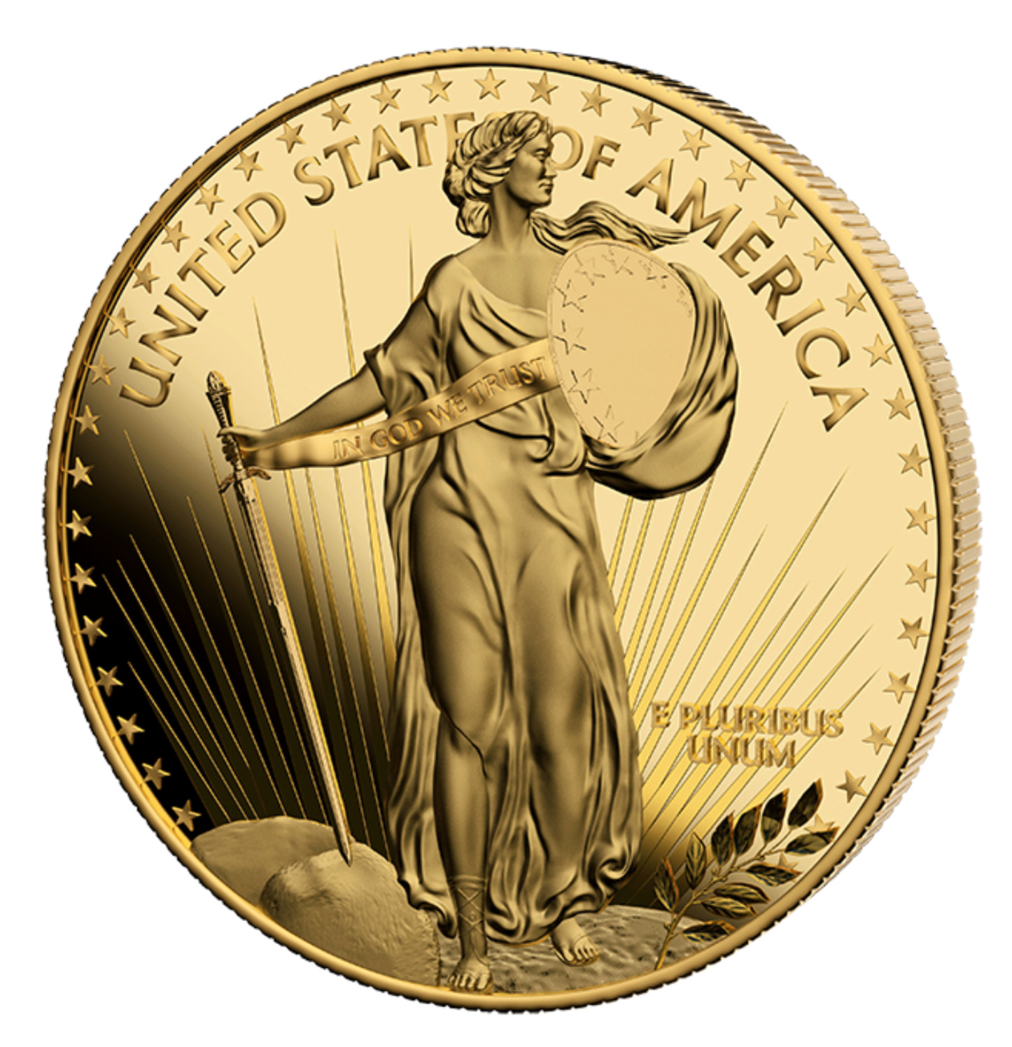 2021 Patriot Trump Gold Commemorative Coin Uncirculated Reverse Standing Liberty