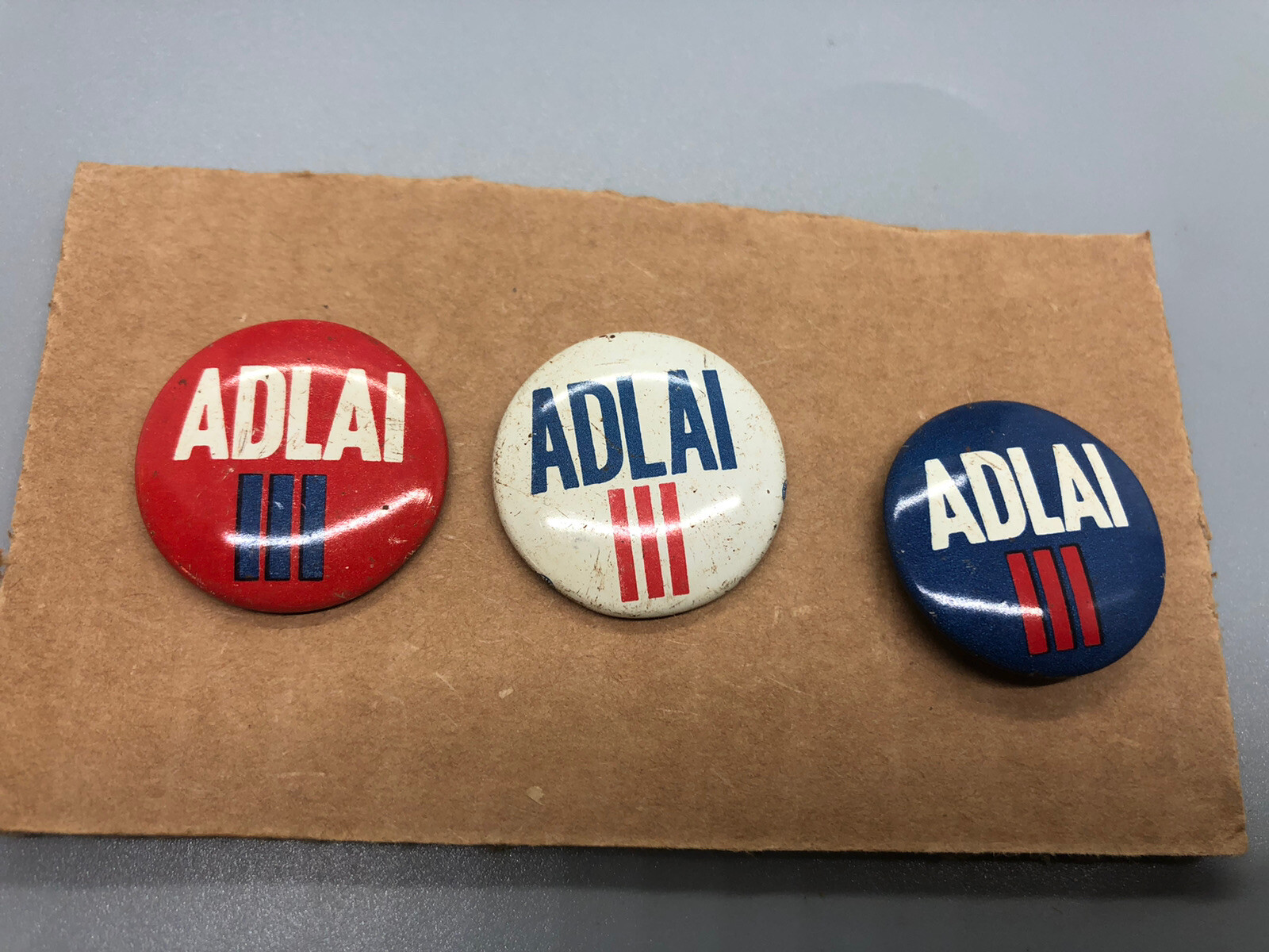 Adlai Stevenson political pin back button lot of three, red white and blue cool!