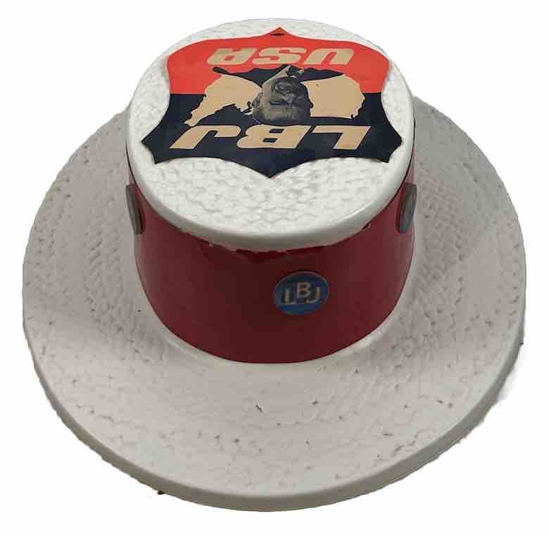 1960 LYDON B. JOHNSON For USA Plastic Campaign HAT “M” ( Size ) With Hat Pins