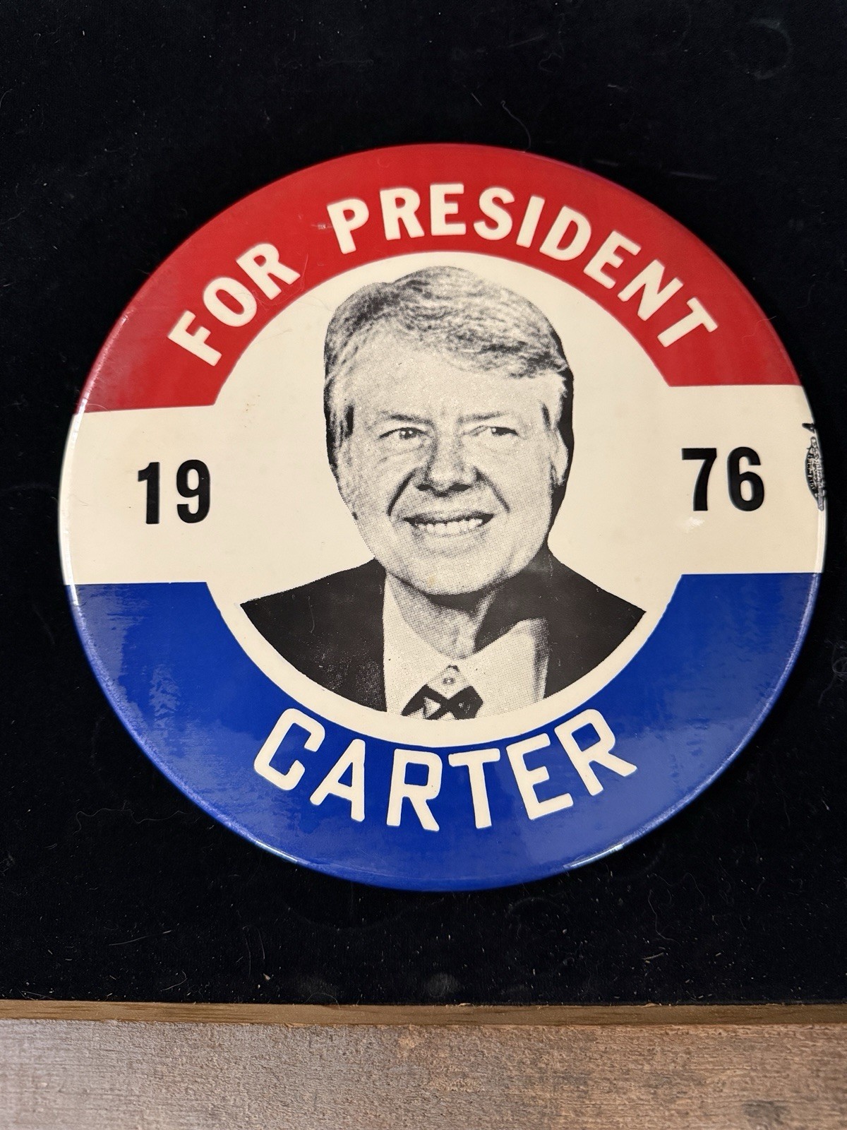 Jimmy Carter 1976 Button Pin Large 9″ President Political Red White Blue RARE