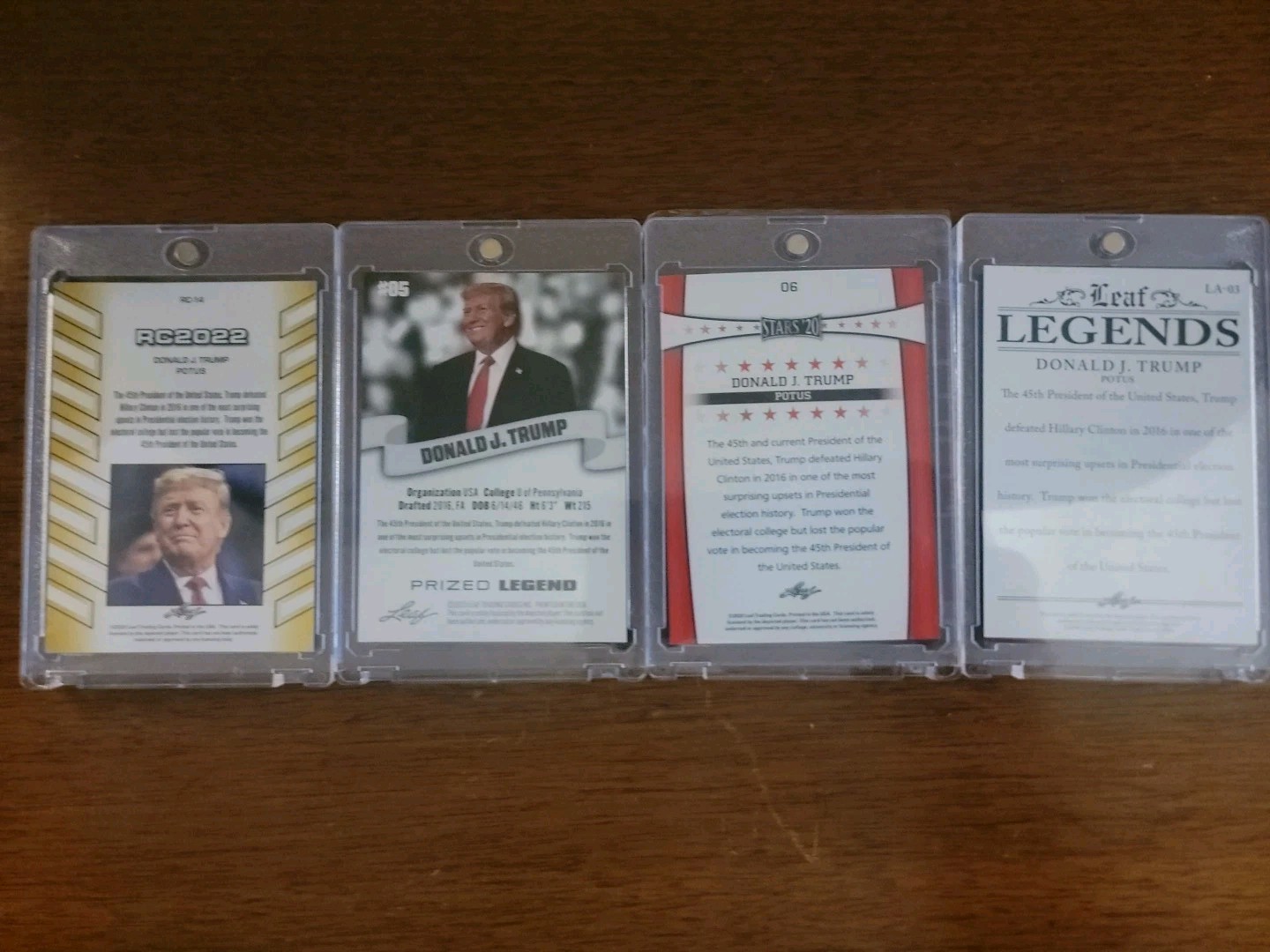 Lot of 4 DONALD TRUMP Leaf Cards – RC / Prized Legend / POTUS