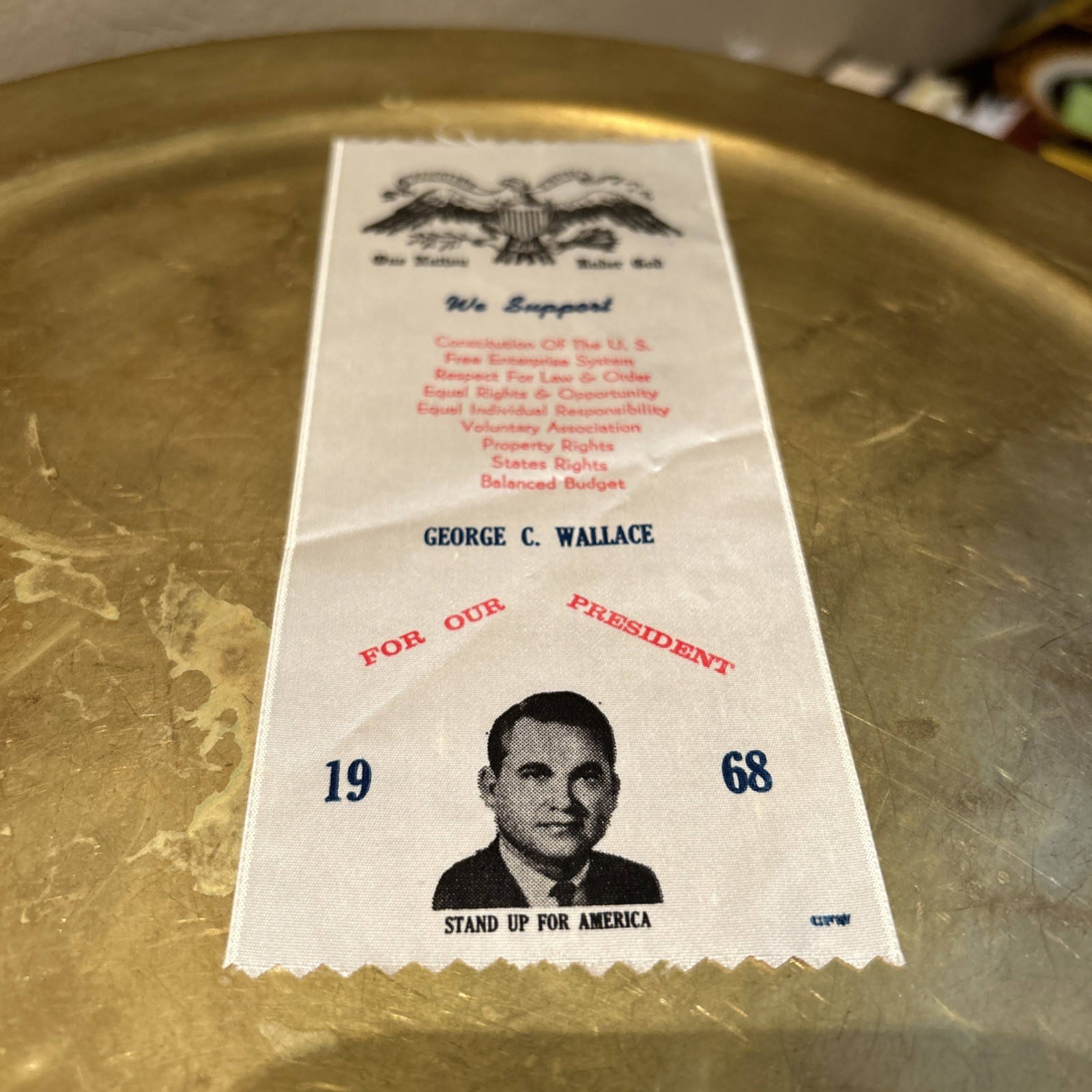 George Wallace Pres Election Ribbon 1968 Campaign & Letters from 1914 GOP.