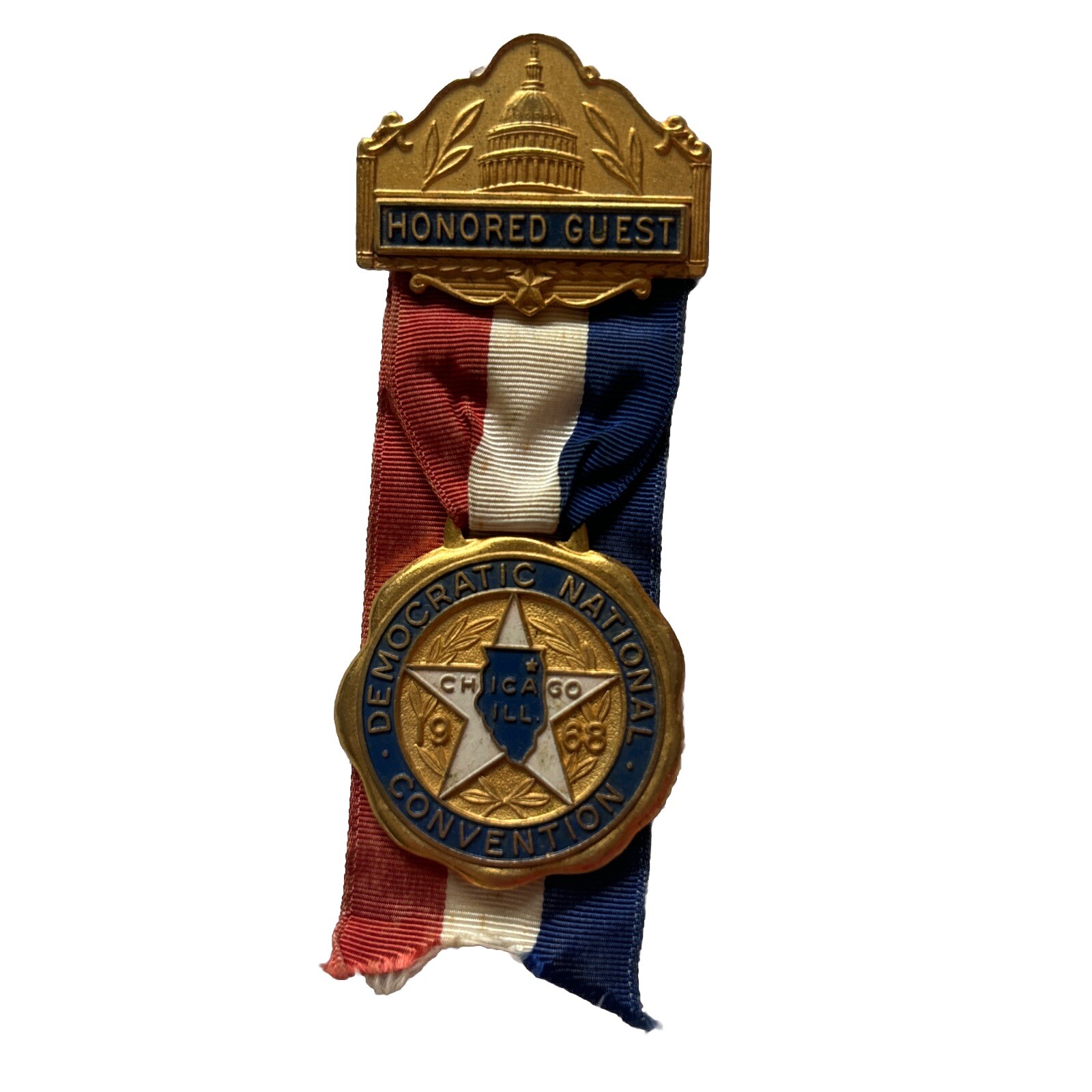 1968 Democratic National Convention Honored Guest Badge Hubert Humphrey Medal