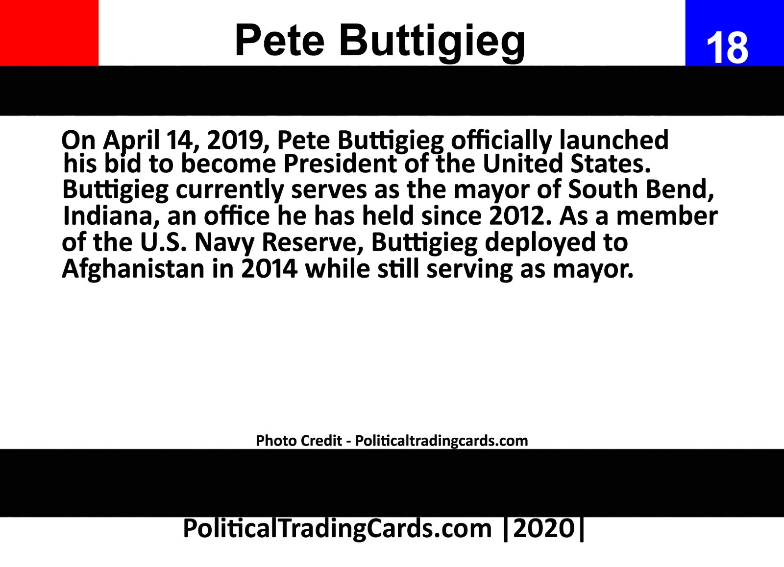 2020 Political Trading Cards Pete Buttigieg #18 Mayor Pete