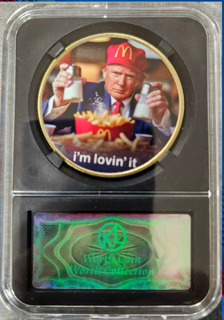 President Donald Trump Mug Shot 2025 I’m Lovin It Commemorative Gold Plated Coin