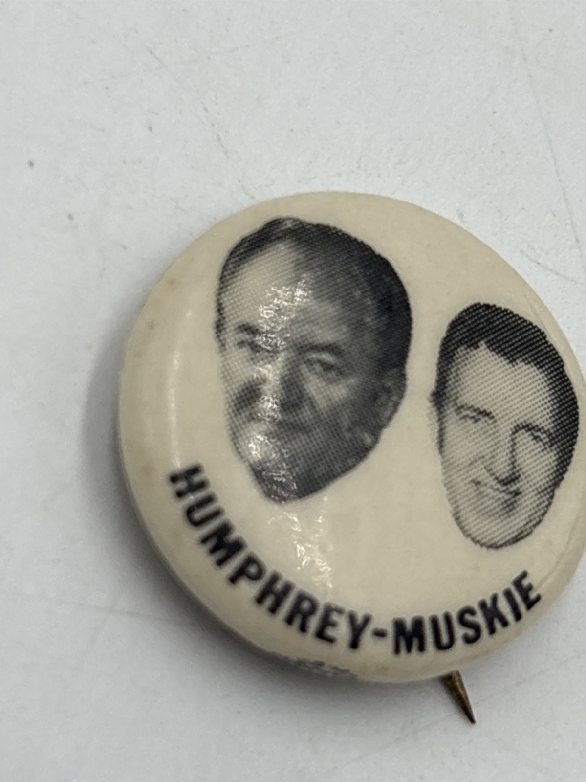 HUMPHREY-MUSKIE VINTAGE ORIGINAL 1968 POLITICAL PINBACK PIN BUTTON…RARE