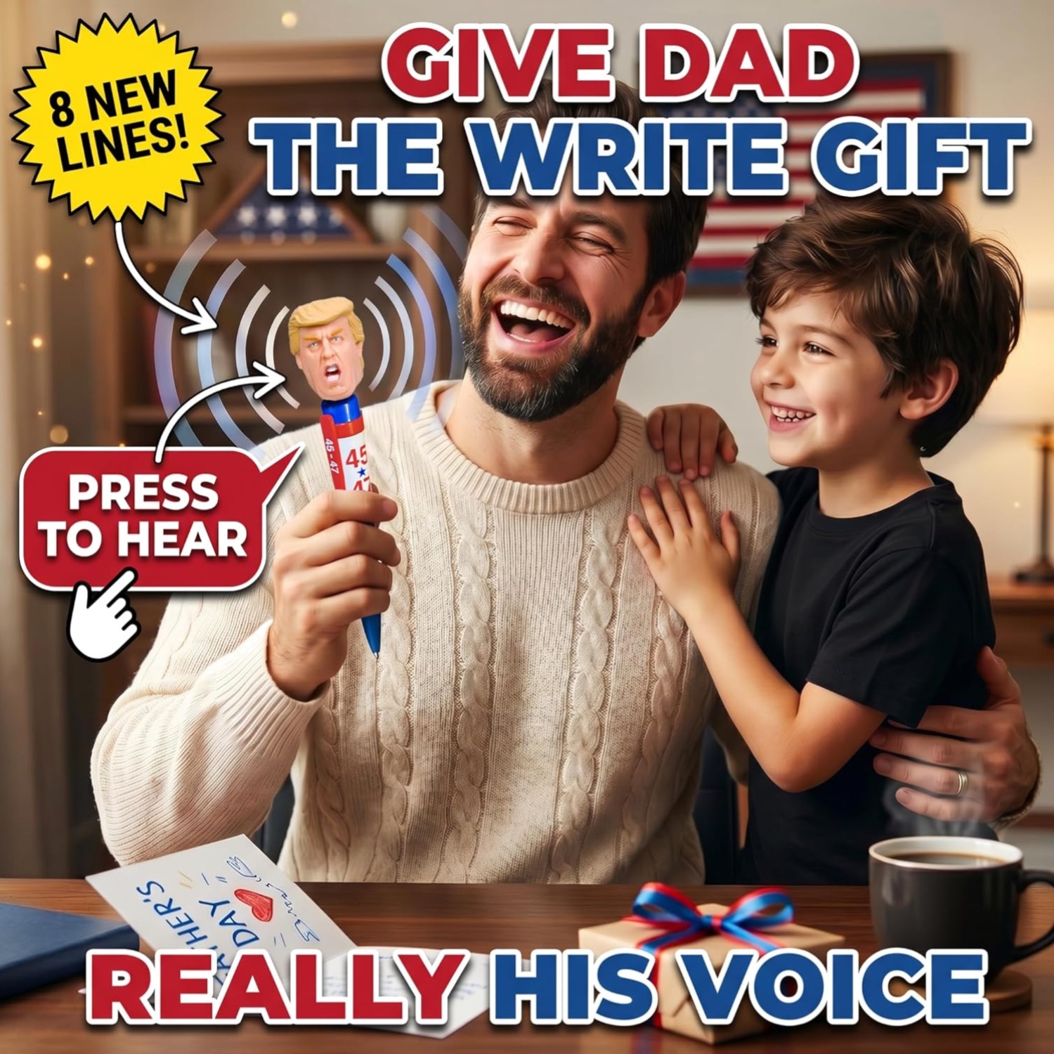 Donald Trump Talking Pen – Fathers Day Present for Dad – Press His Hair & Hea…