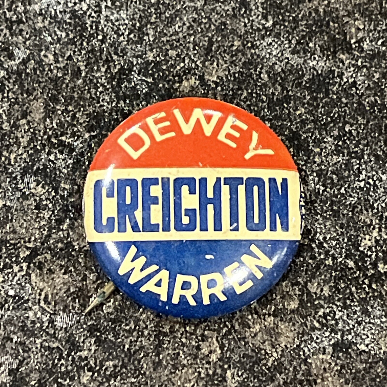 Vintage 1948 Thomas E. Dewey Warren Presidential Campaign Political Pinback Pin