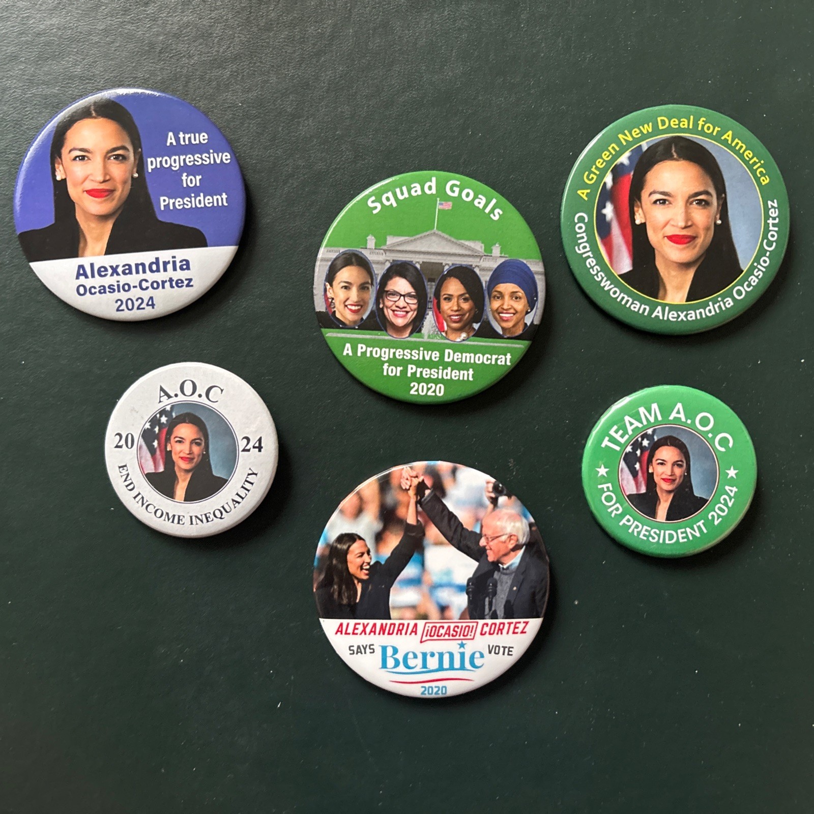 6 different Congresswoman Alexandria Ocasio-Cortez Button set 2020 2024 AOC