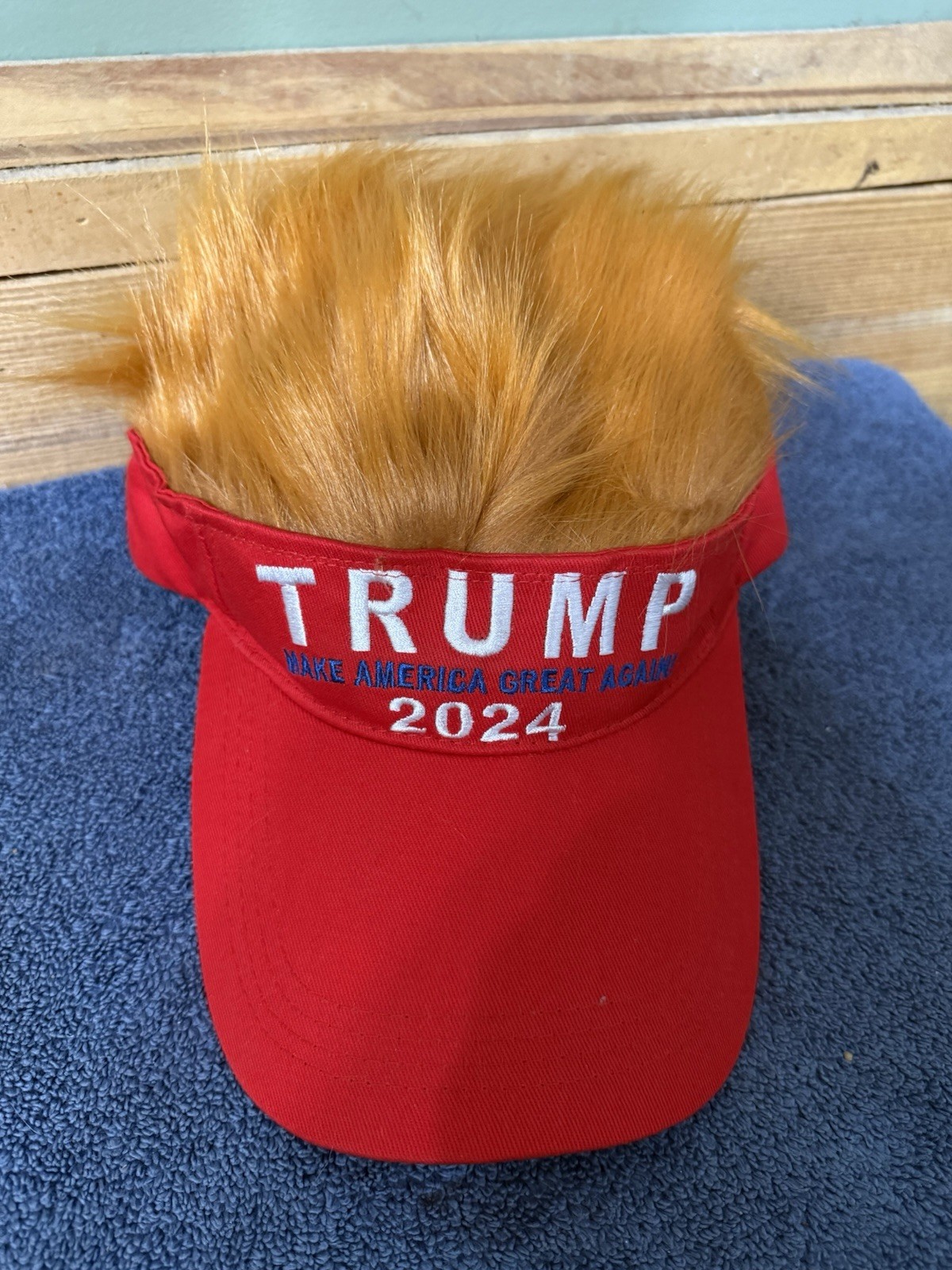 Trump 2024 Hat with Hair Wig Hat Embroidered Adjustable MAGA Baseball Cap