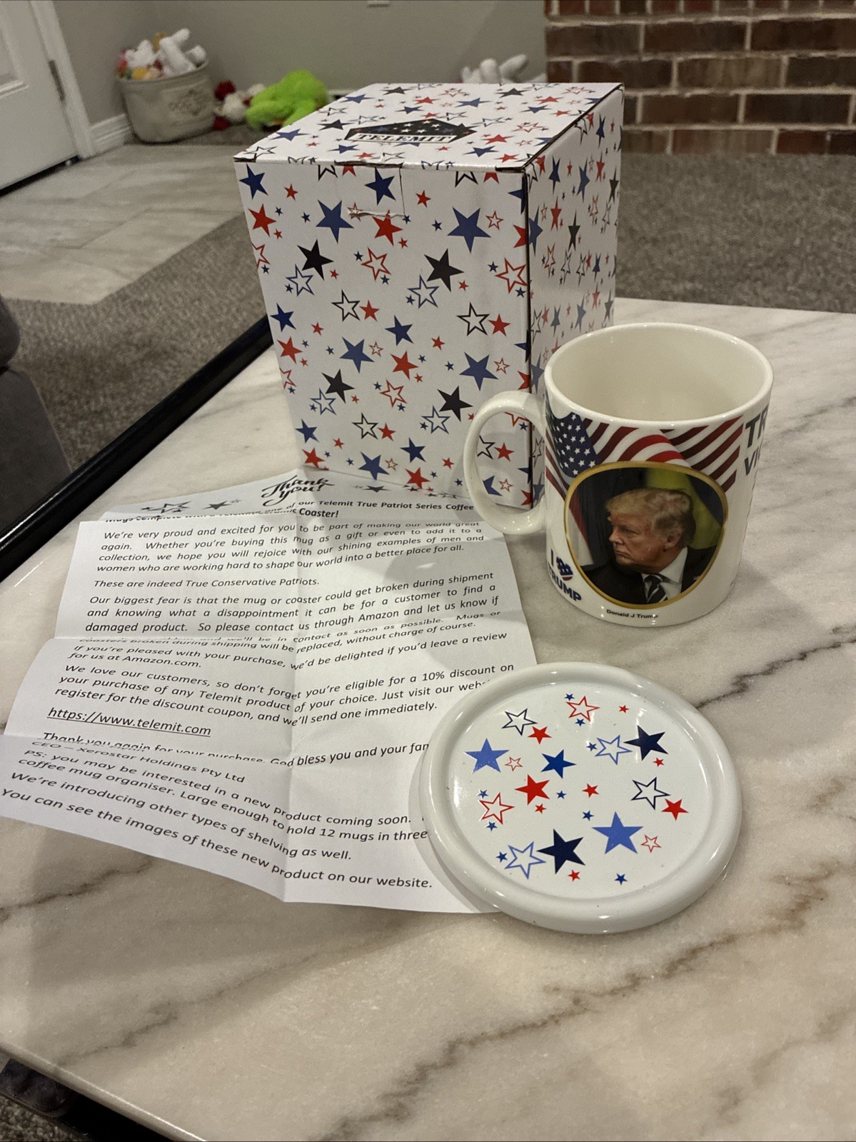 New Telemit I Love Donald Trump Ceramic Coffee Cup and Coaster