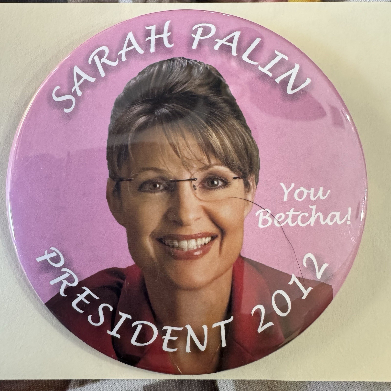 Sarah Palin President 2012 Button Pin Large Political Campaign Pinback 3”