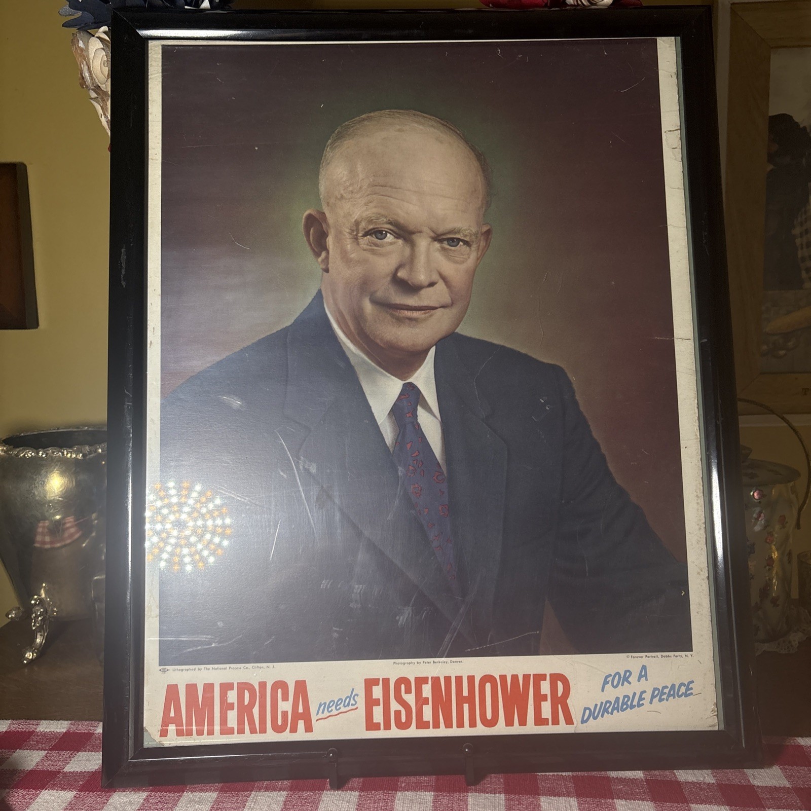 Ike Eisenhower Presidential Campaign Poster in Frame