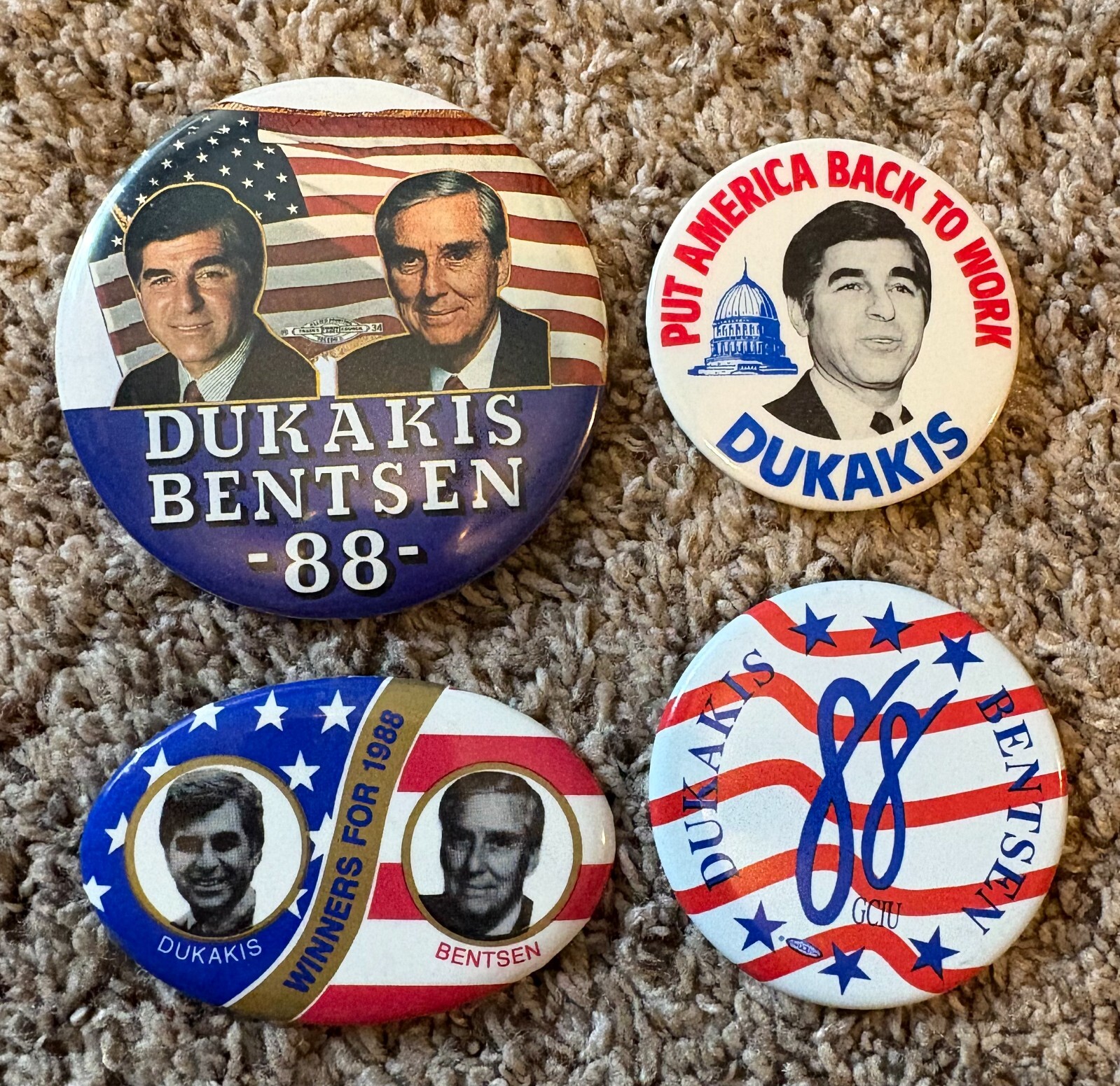 Michael Dukakis 1988 Presidential Campaign Button Mixed Group