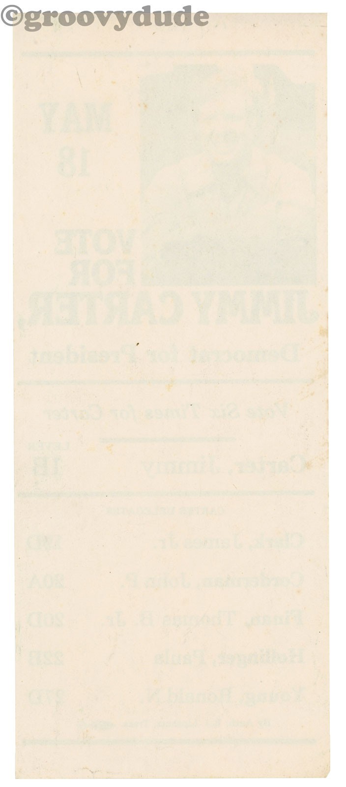 1976 Jimmy Carter Maryland May 18 Vote For Delegates Campaign Handbill