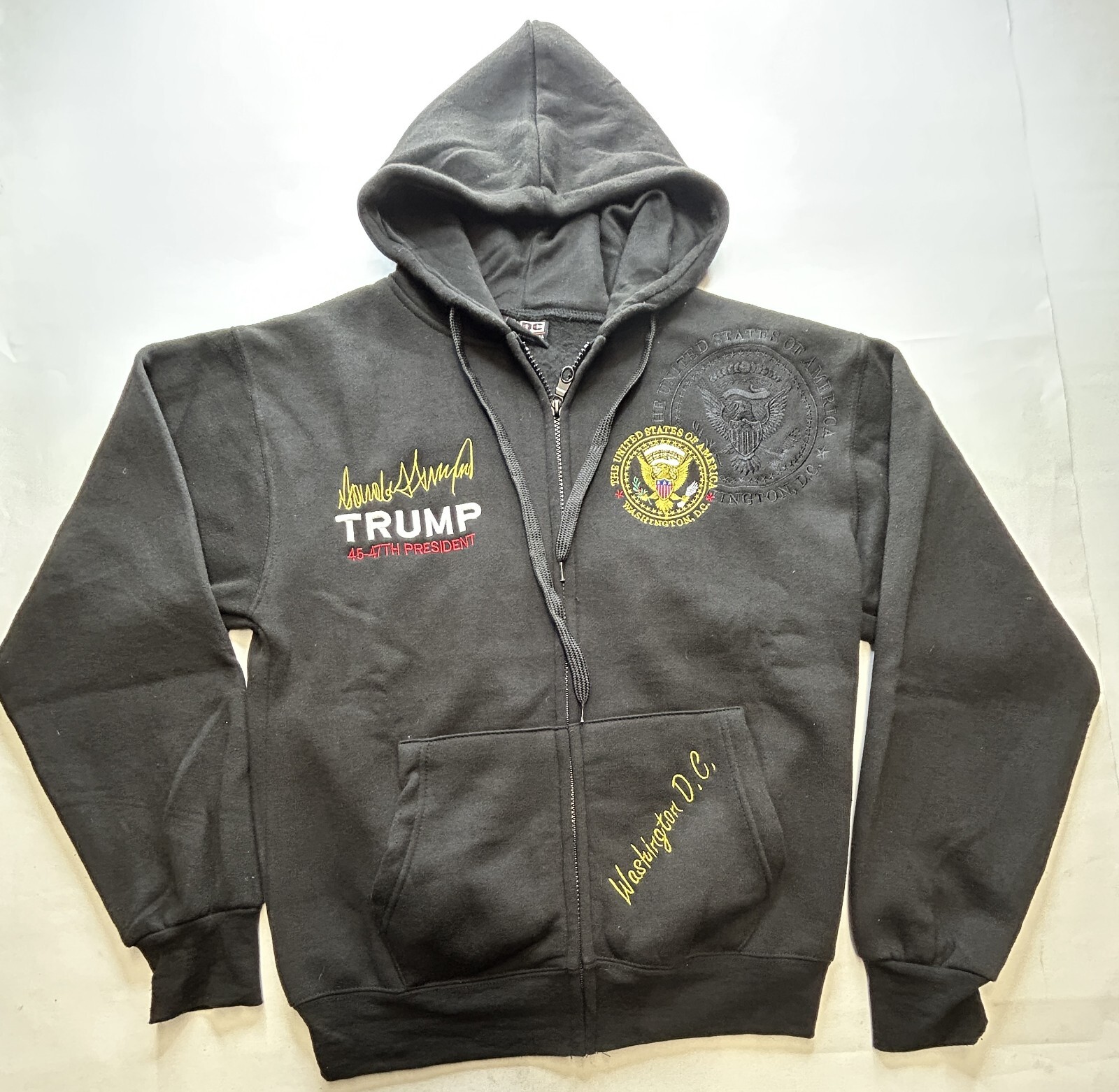 Donald Trump Signature 45-47th President Hoodie – Washington D.C. Medium Black