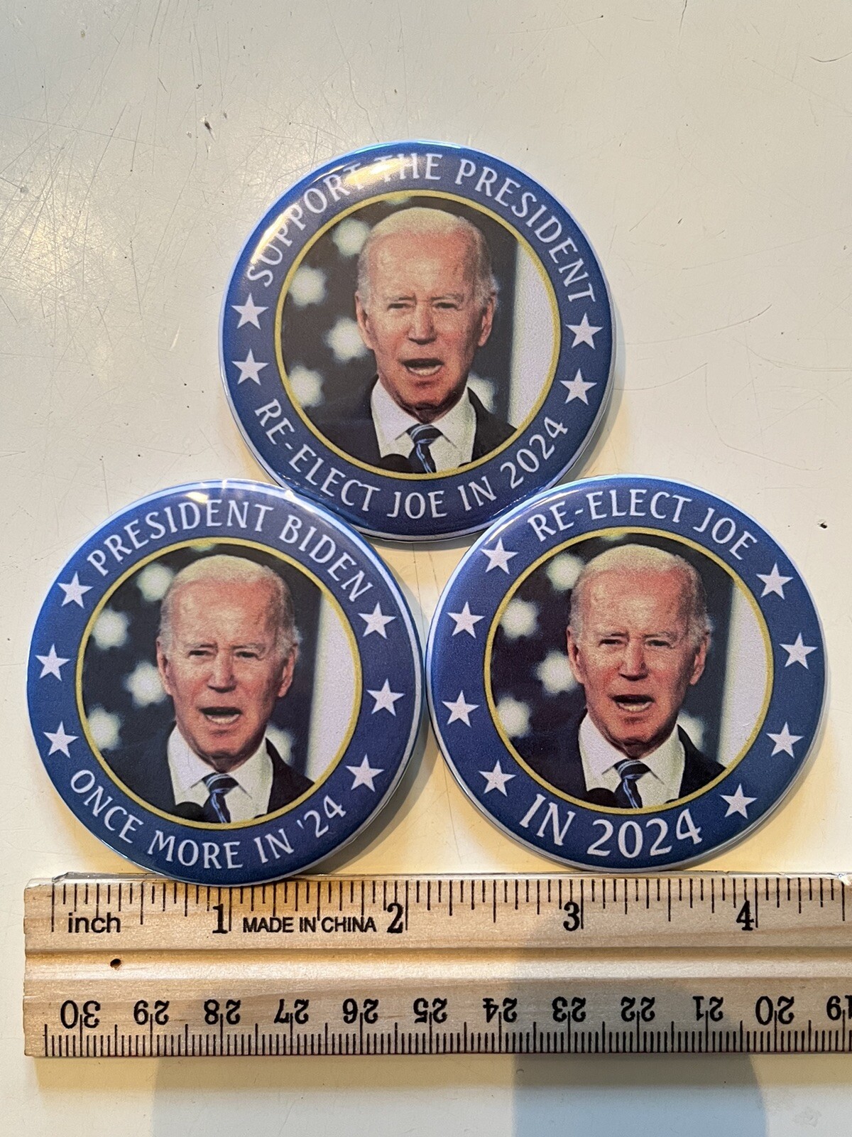 President Joe Biden 2024 Political Pinback Buttons SET- DIFFERENT PHRASES 2.25”
