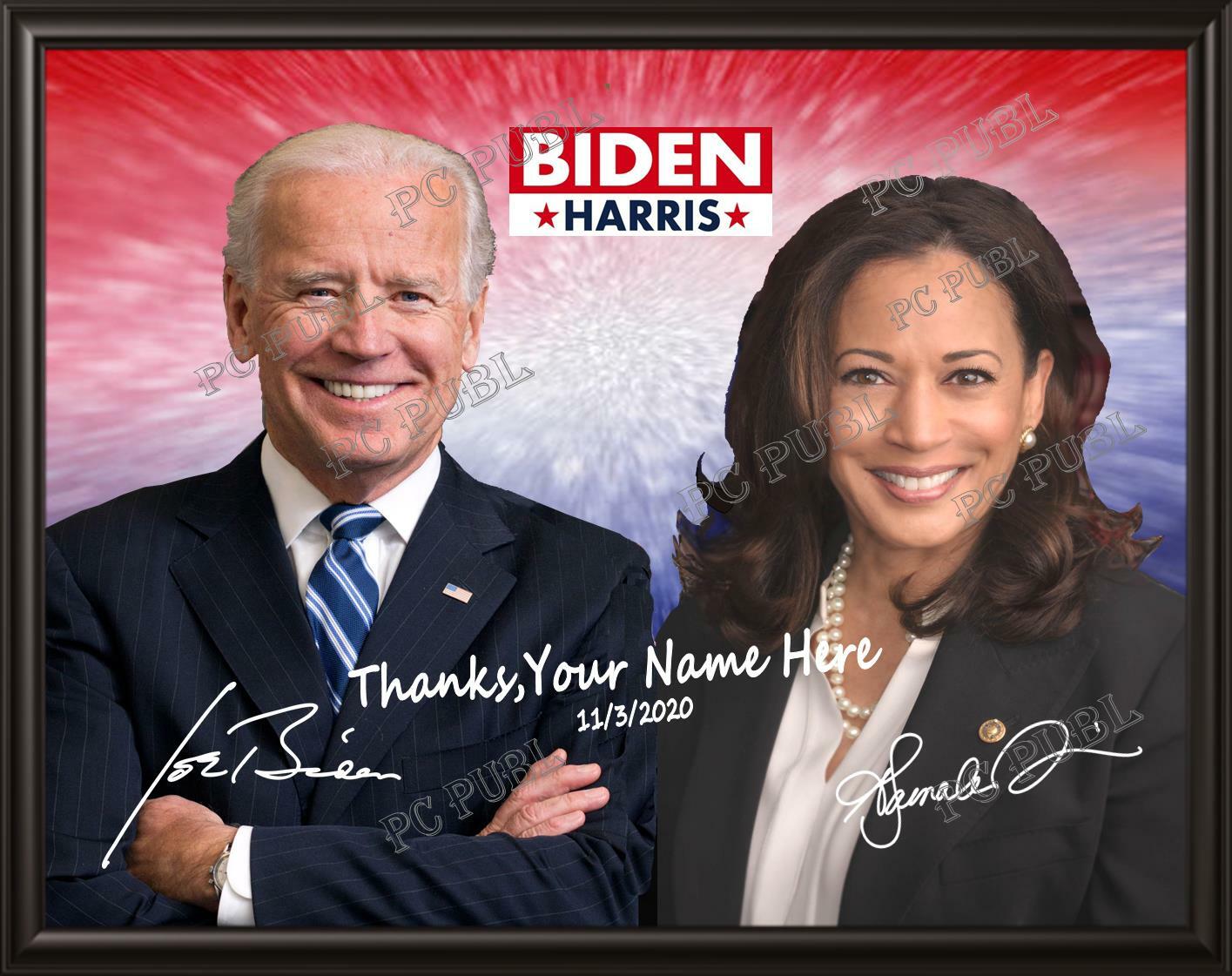 Biden Harris Personalized Thank you Photo Poster Plaque 8.5×11 blue,white.red