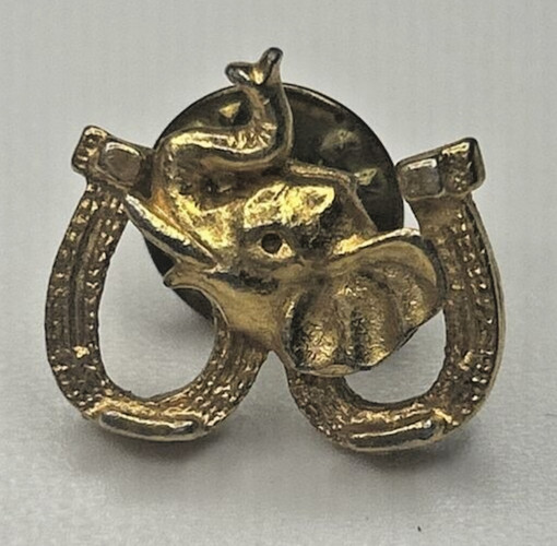 Vintage Republican Party Horseshoe Elephant Gold Tone Pin Brooch SKU PB91-4