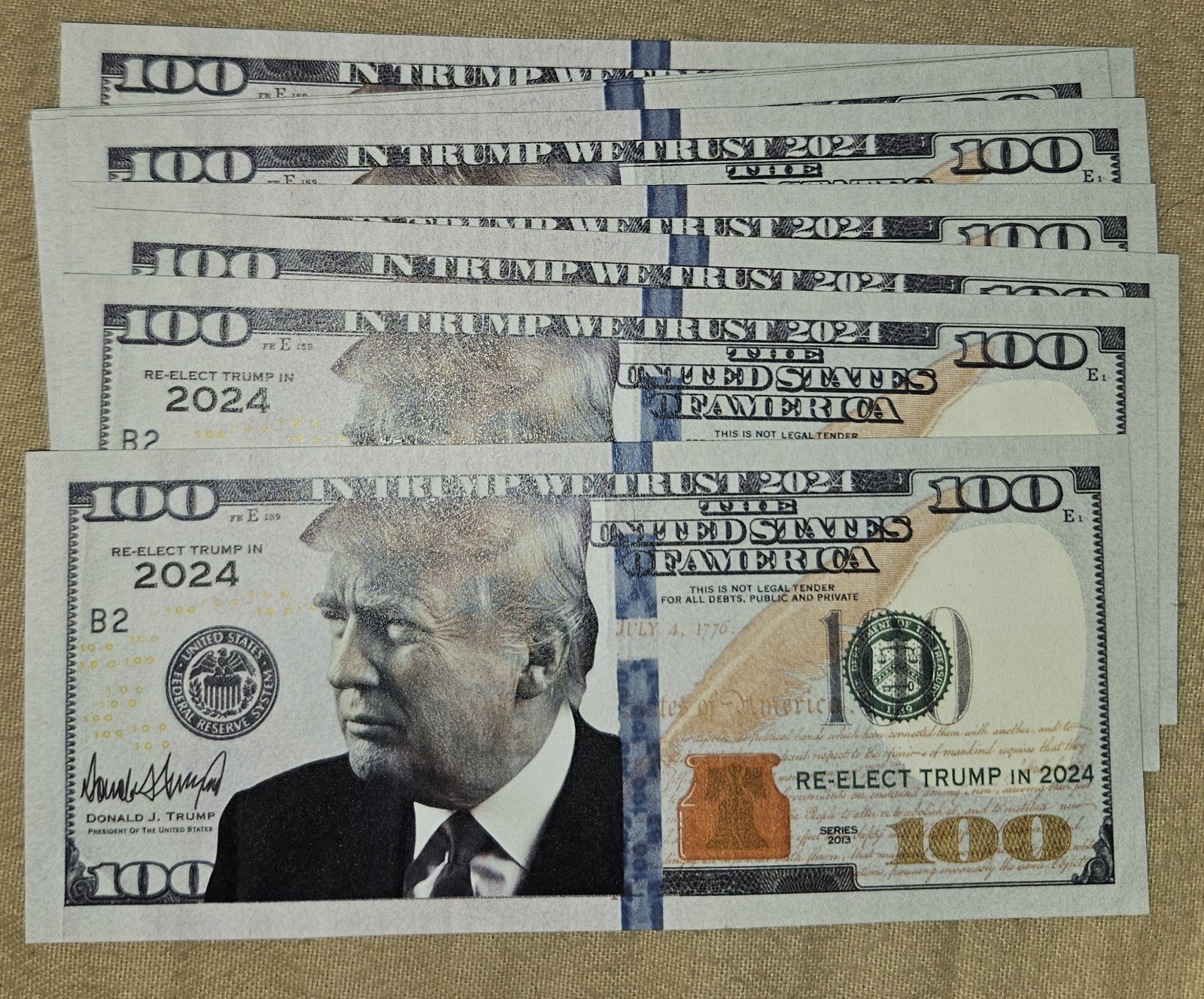 10 Donald Trump FUNNY 100 Dollar Bill Memorabilia Not Legal Tender FAKE #1