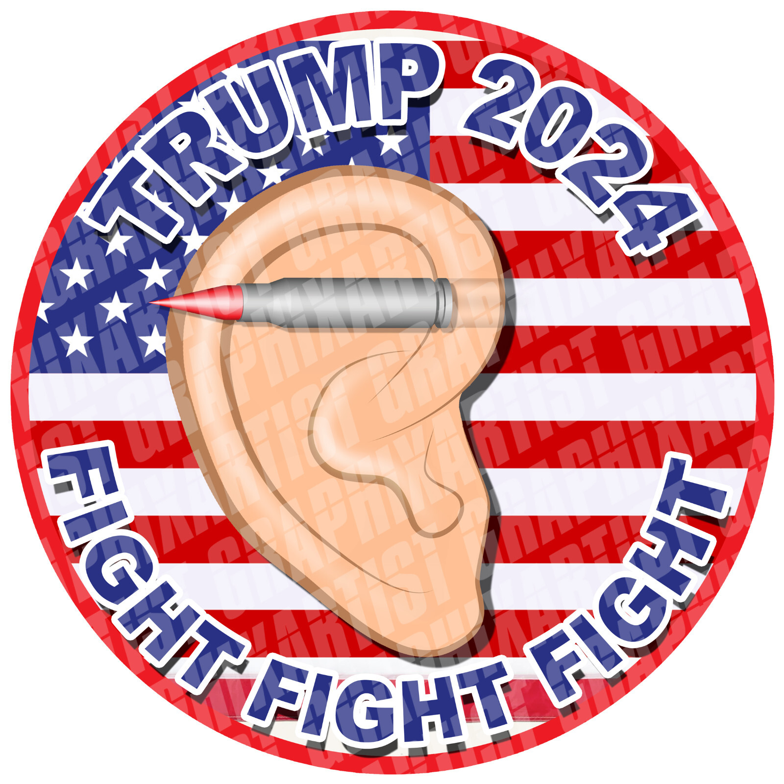 3″x3″ President Donald Trump 2024 EAR FIGHT FIGHT FIGHT