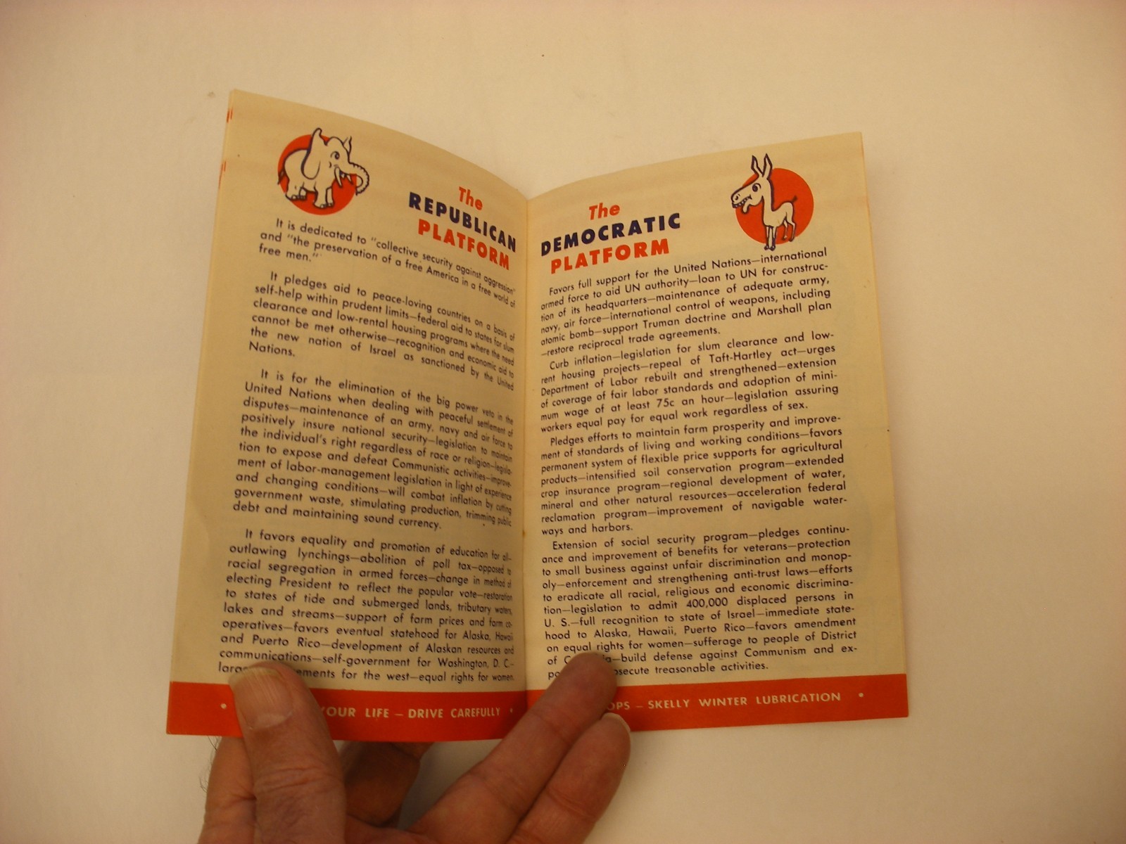 Vintage 1948 Presidential Election Book Skelly Gas President Truman