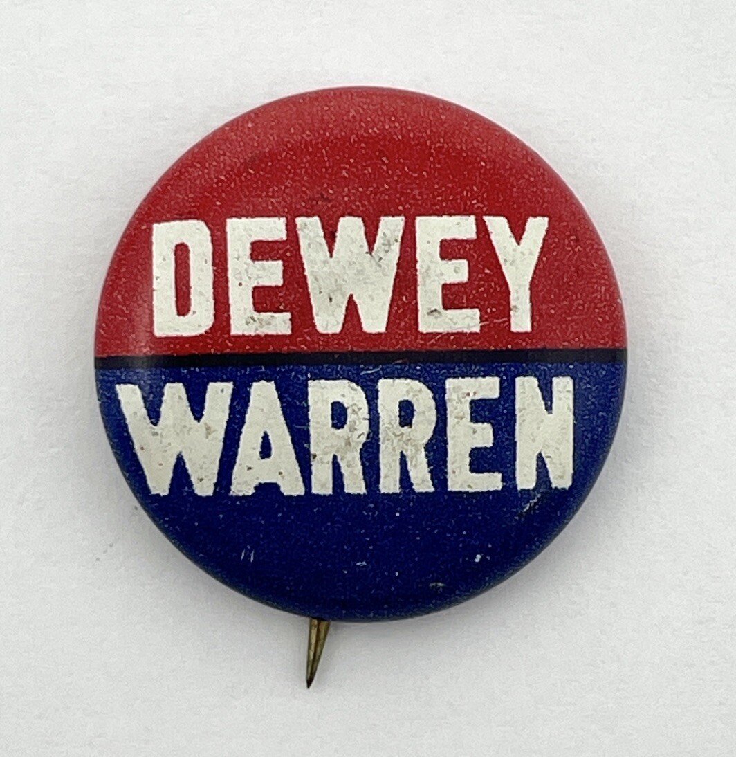 1948 THOMAS E. DEWEY EARL WARREN campaign political president pin pinback button
