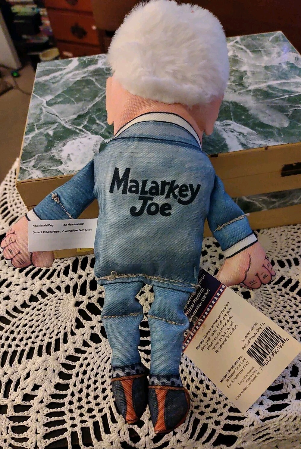 Political Parody 2024 Joe Biden FUZZU/Squeaker Dog Toy w Tags Malarkey Joe