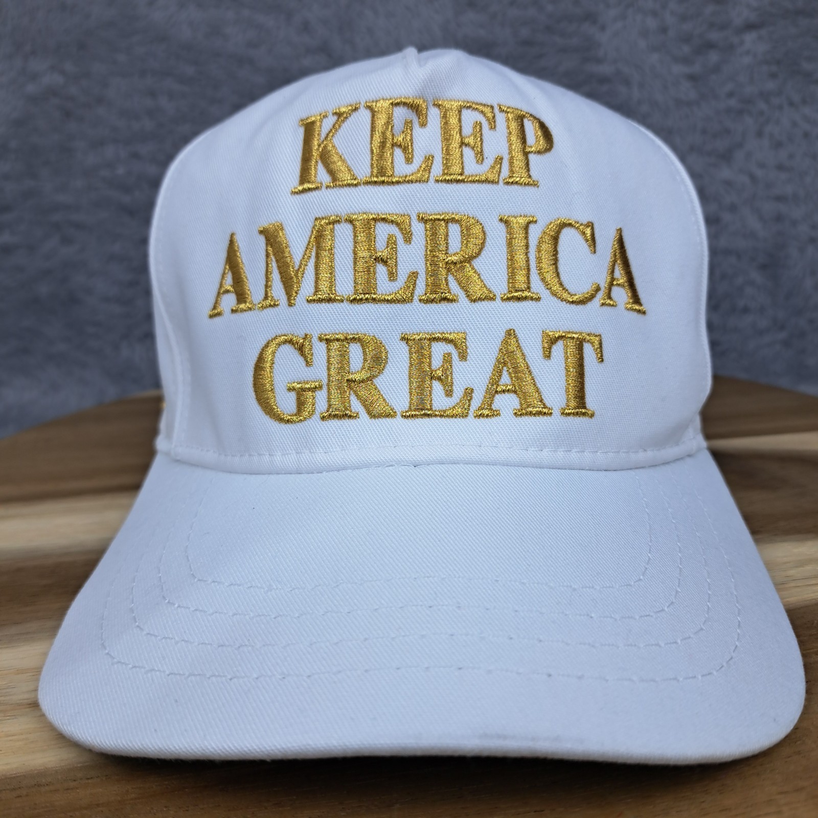 AUTHENTIC Trump Hat Cap White Gold Cali Fame MAGA Keep America Great Made In USA
