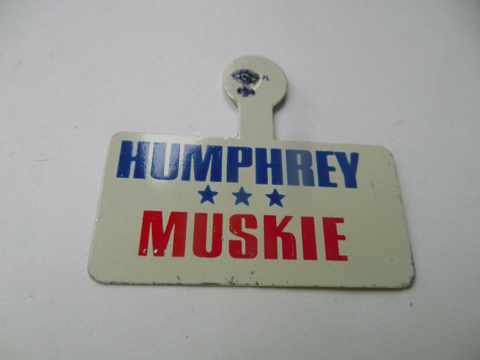 Presidential Hubert Humphrey Ed Muskie Tab Pin Back Button President Campaign