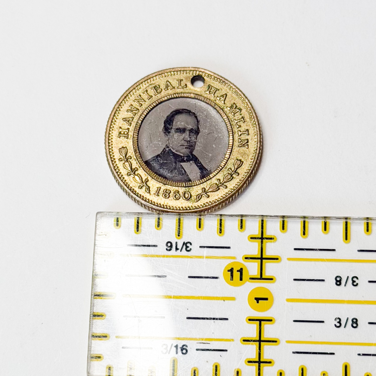 1860 Abraham Lincoln Hannibal Hamlin Ferrotype Political Campaign Token