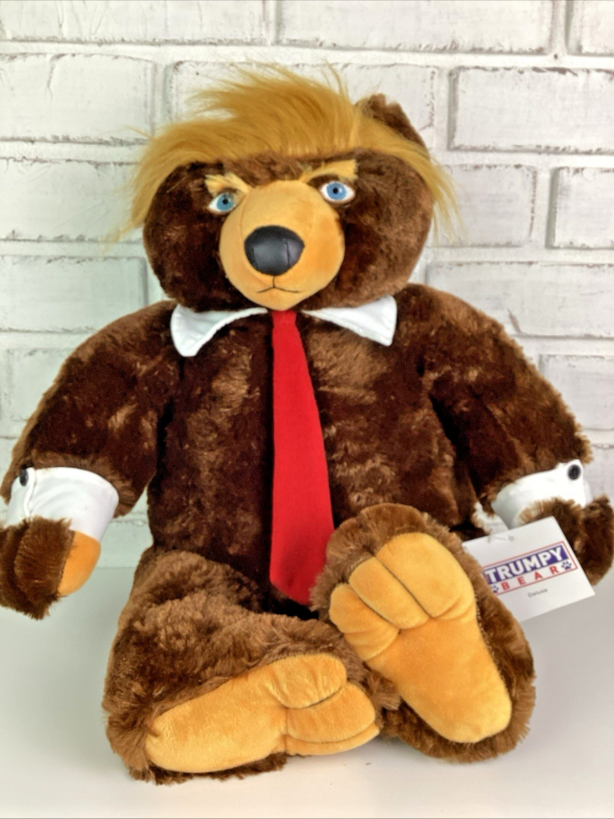 Trumpy Bear Deluxe Plush Trump Bear with Pack Away American Flag