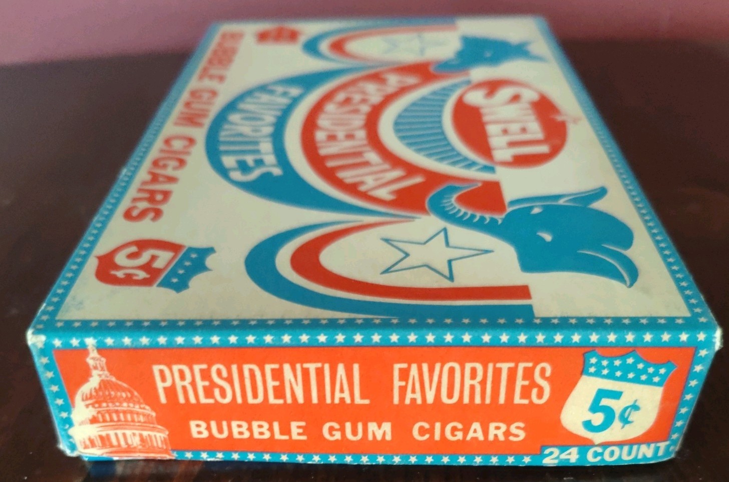 Vintage 1968 Richard Nixon Swell Bubble Gum Cigar Box – Box of 24 Pieces w/ Top