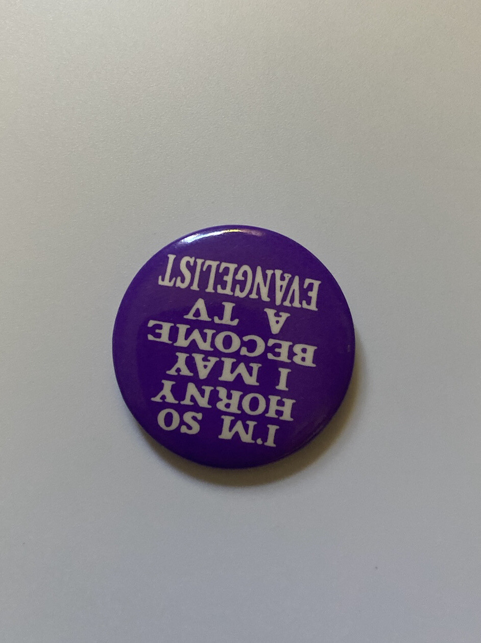 1988 Pin Pat Robertson Jimmy Swaggart TV Evangelist Button Political Campaign