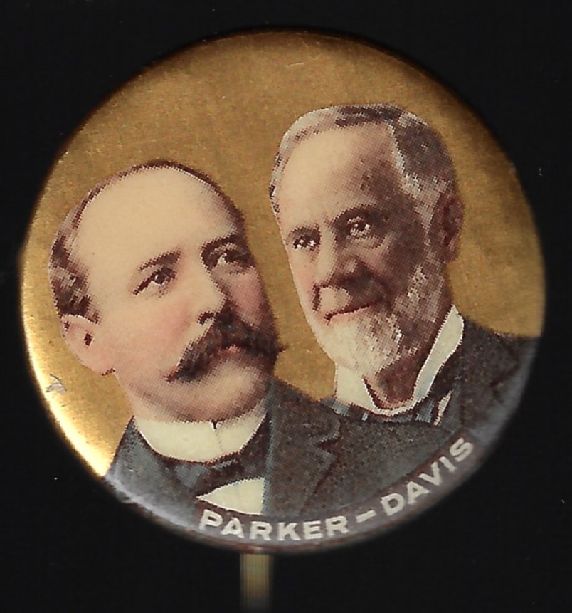 1904 Alton Parker Henry Davis Jugate Presidential Campaign Pin Lost to Teddy
