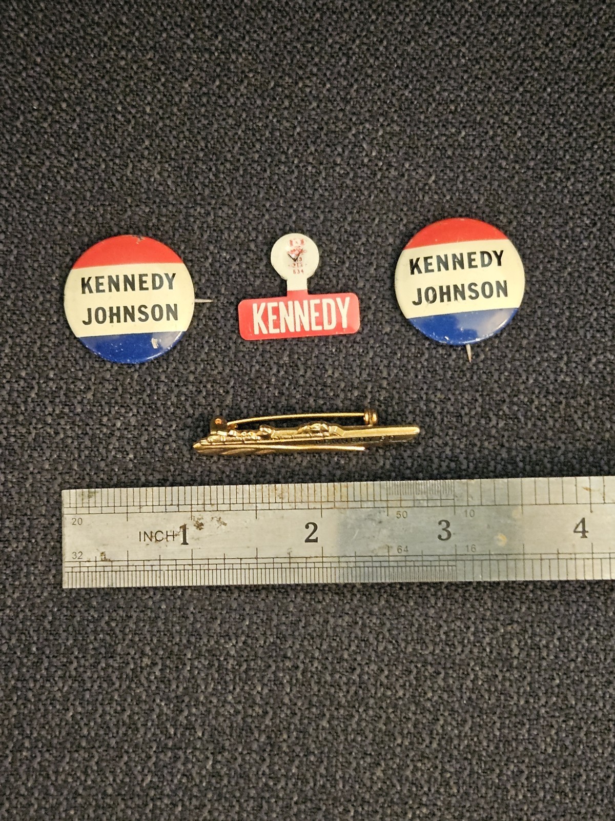 John F. Kennedy PT-109 Lapel Pin Plus 3 Others 1960 Presidential Campaign