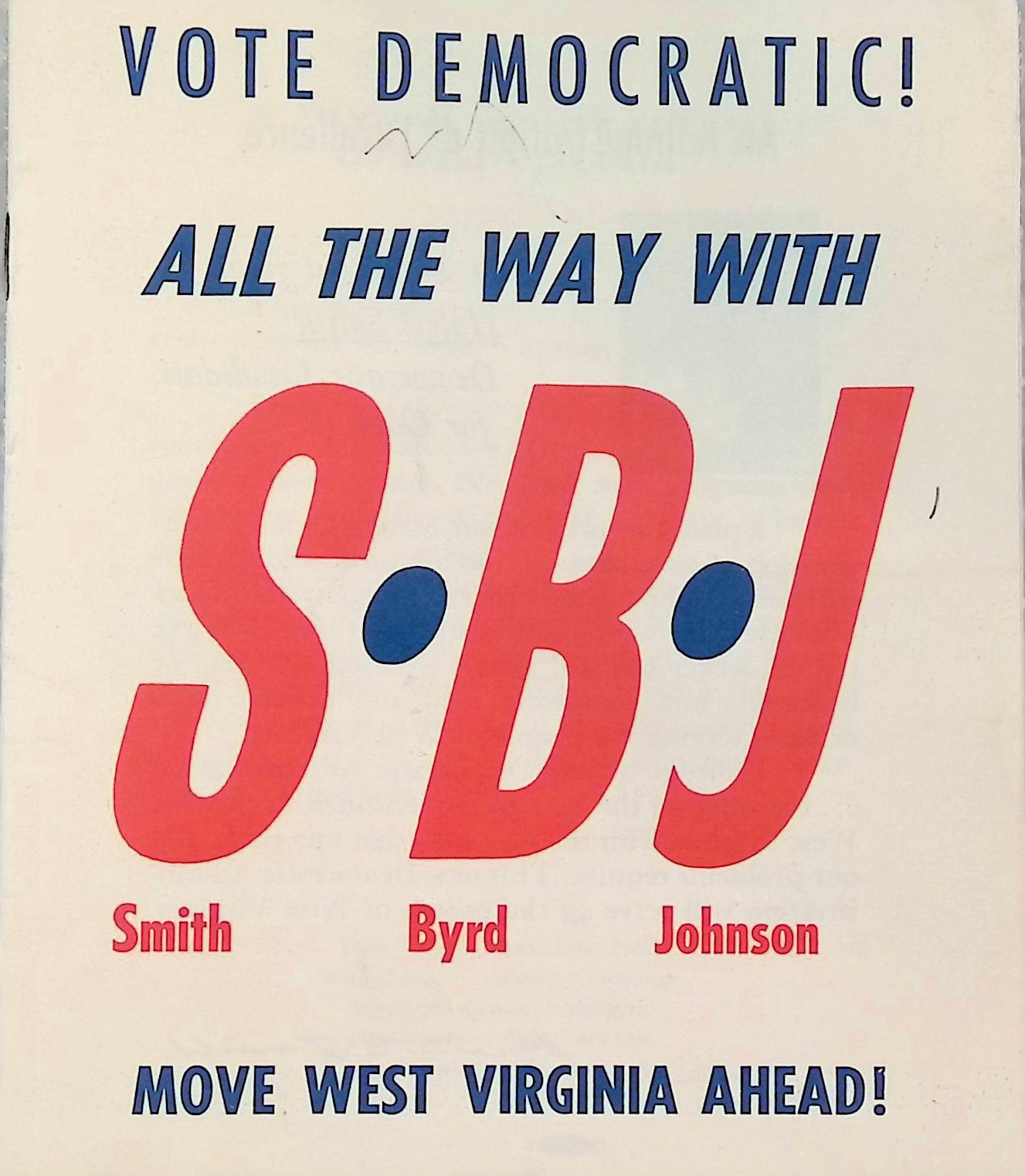 1964 Lyndon B Johnson Humphrey West Virginia Campaign Brochure Slogan Smith Byrd