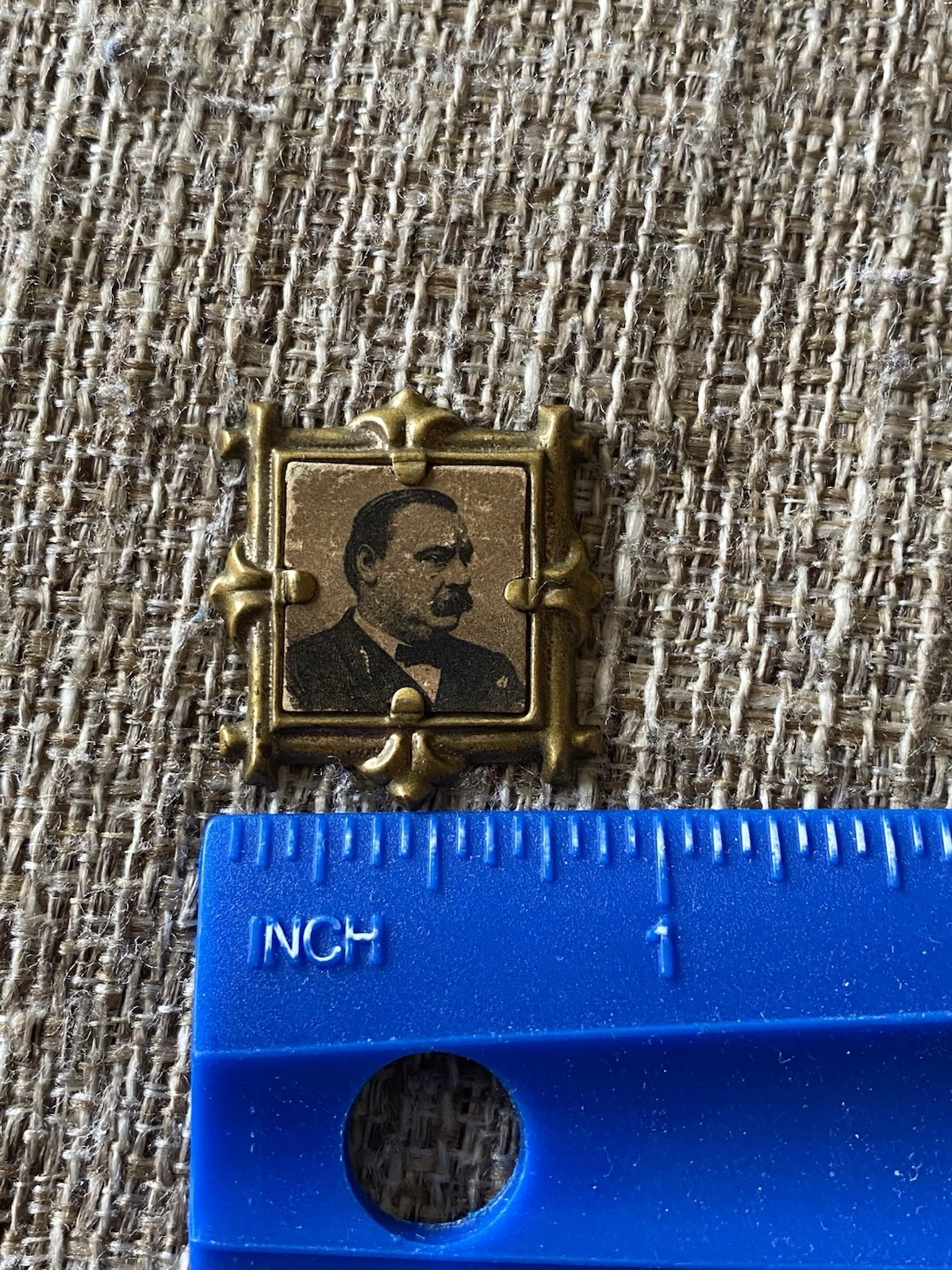 1880s Grover Cleveland Presidential Campaign Metal Pin Photo Stickpin Damaged