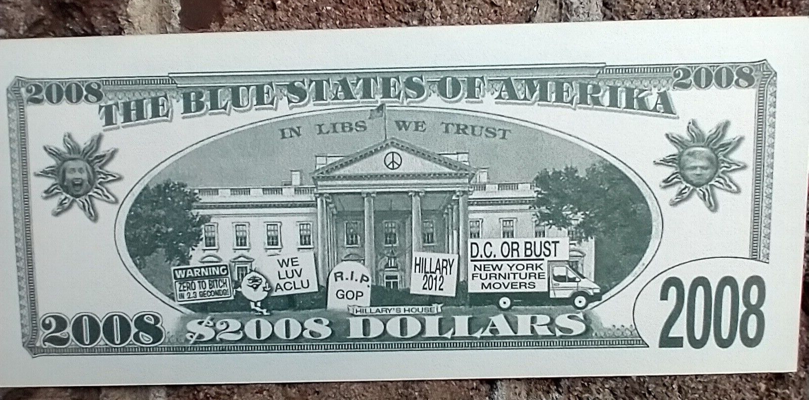 Hillary Clinton 2008 Presidential Campaign Novelty Dollar Bill Play Money Gag