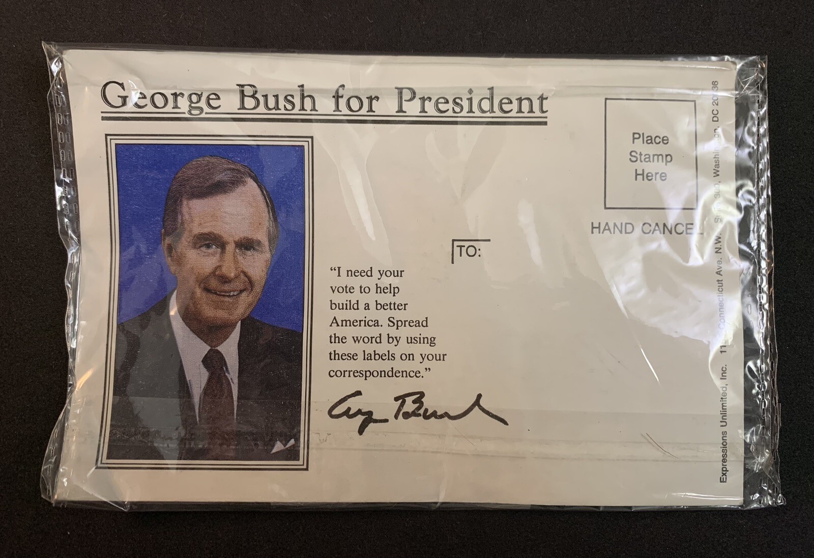 George Bush For President 1988 Campaign Correspondence Labels Stickers